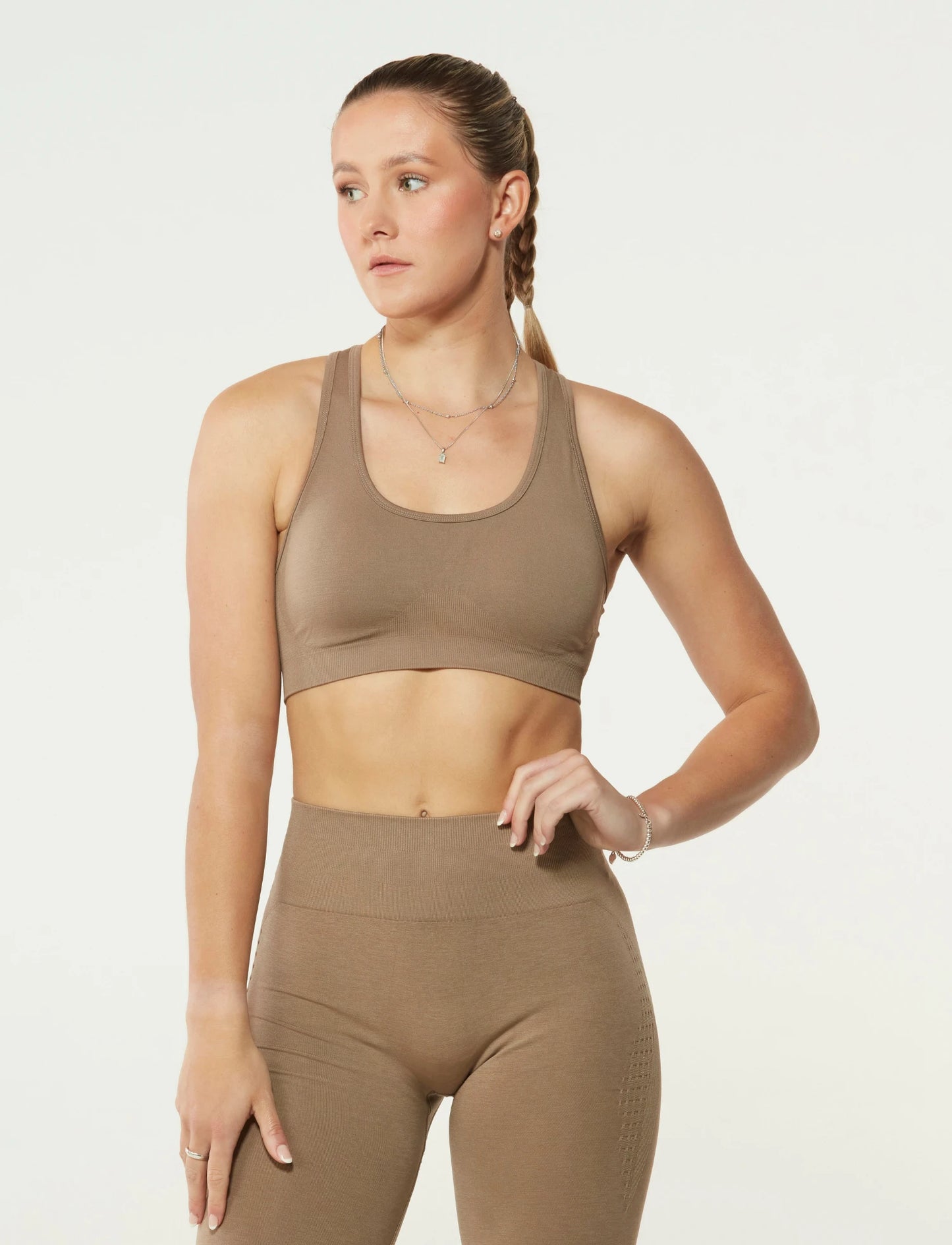 Zleek Contour Fit Sports Bra Stone Beige