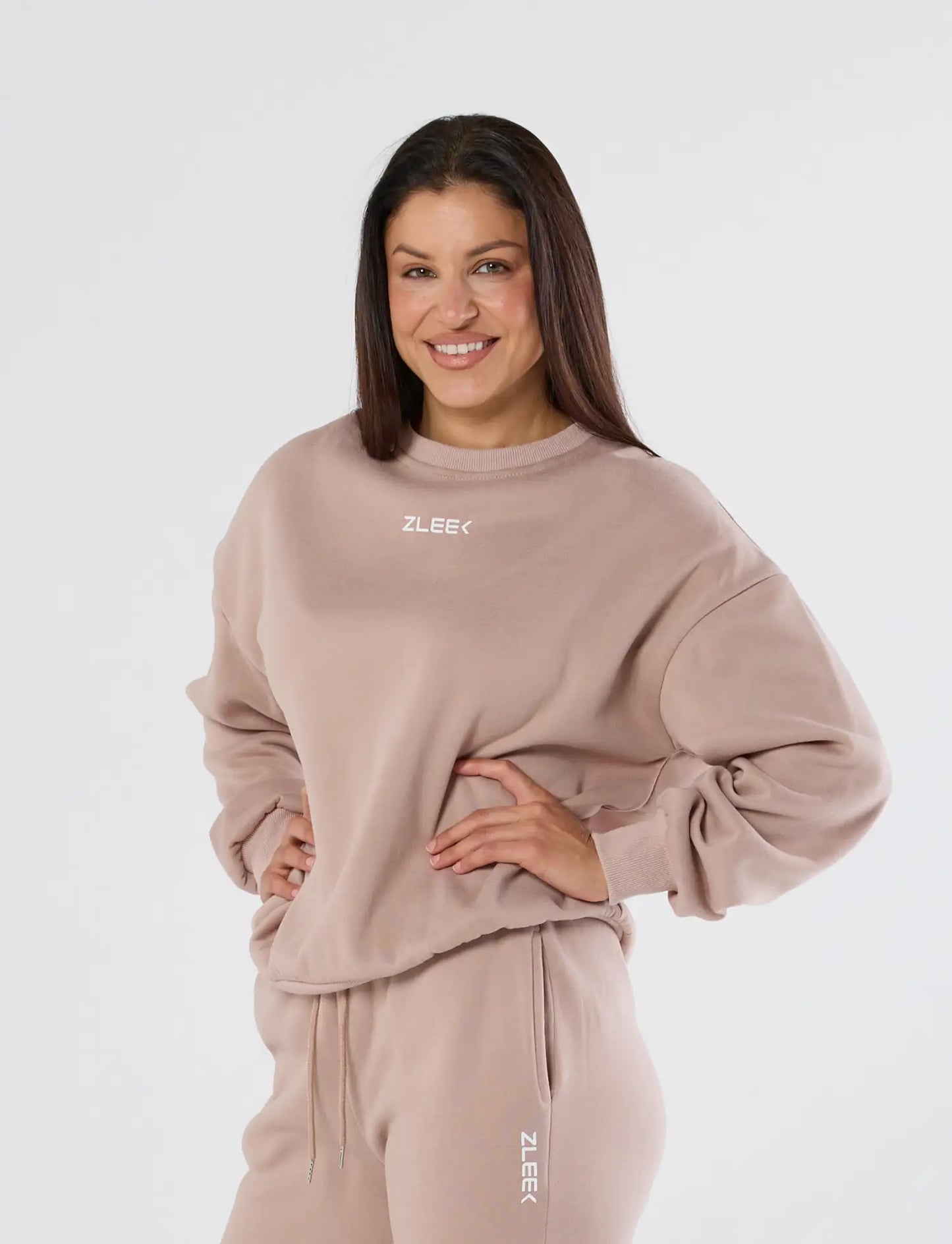 zleek cozychic sweat shirt dusky pink