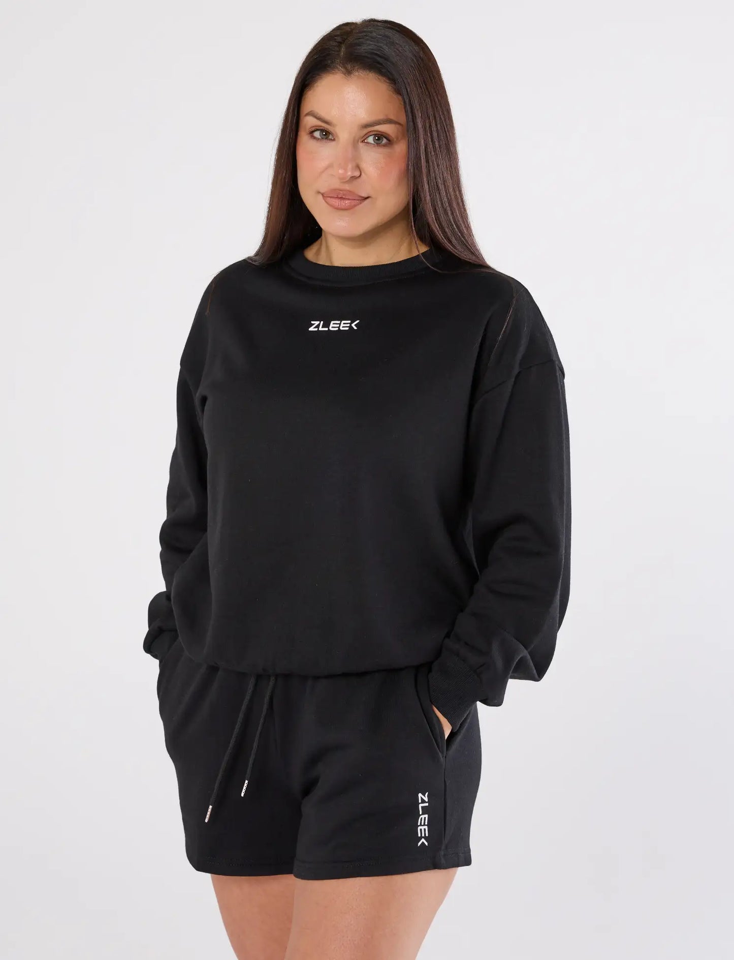 zleek cozychic sweat set black