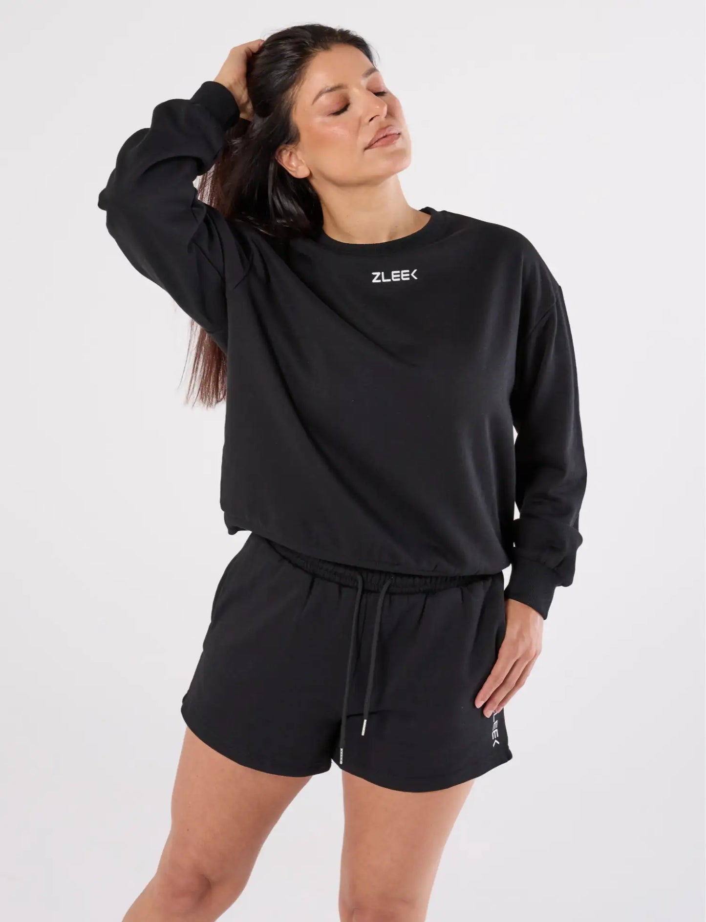 zleek cozychic sweat set black