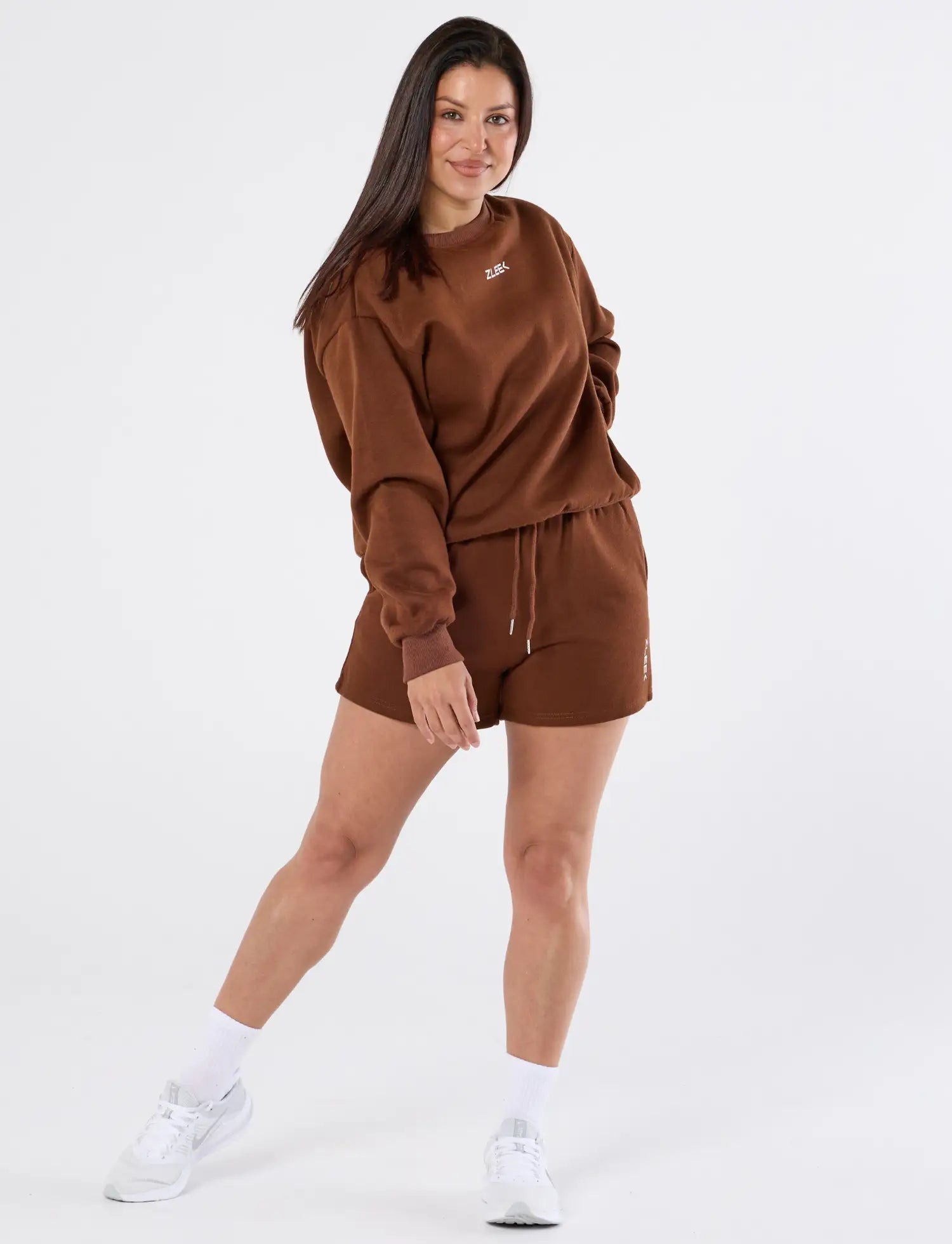 zleek cozychic sweat set choco brown