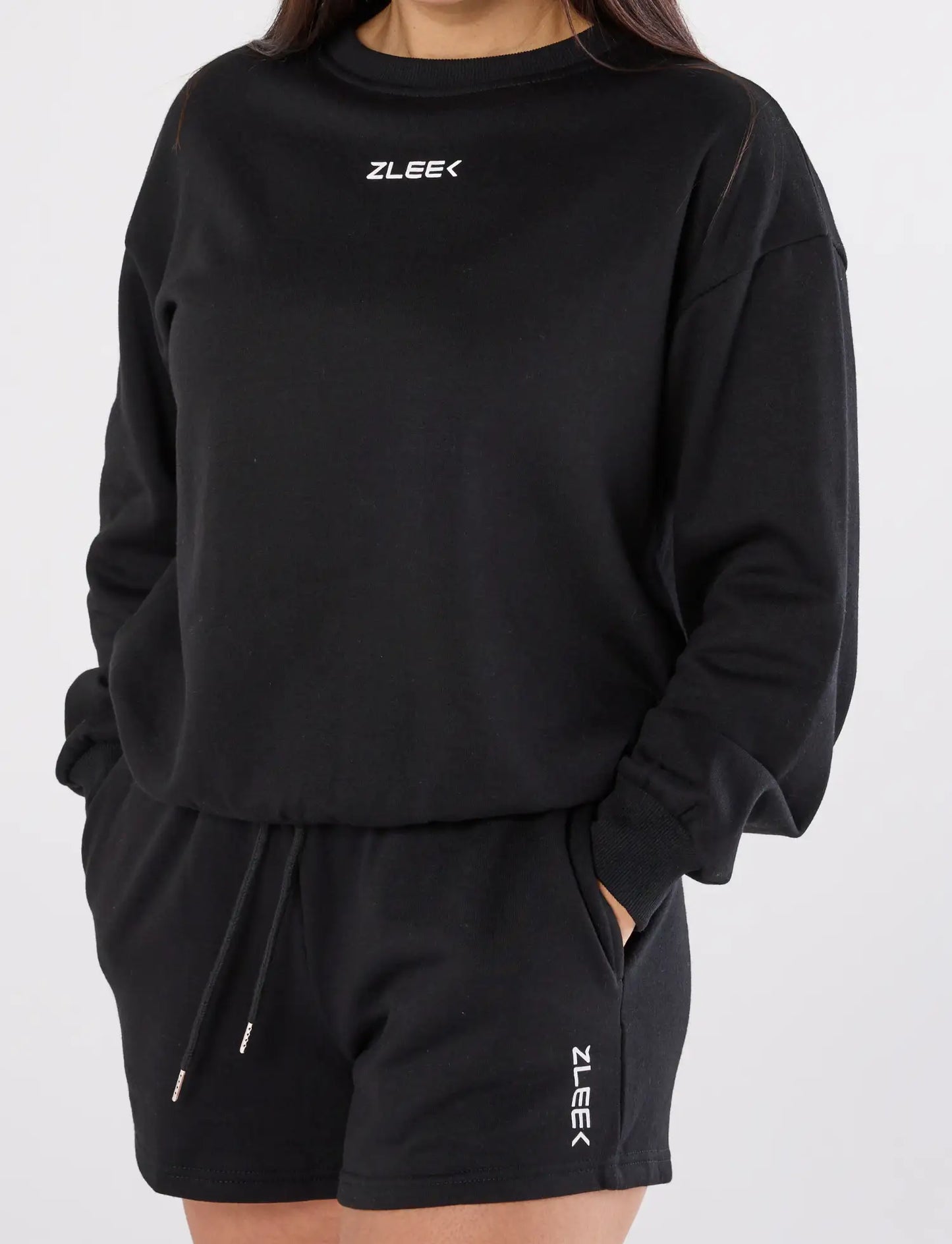 zleek cozychic sweat set black