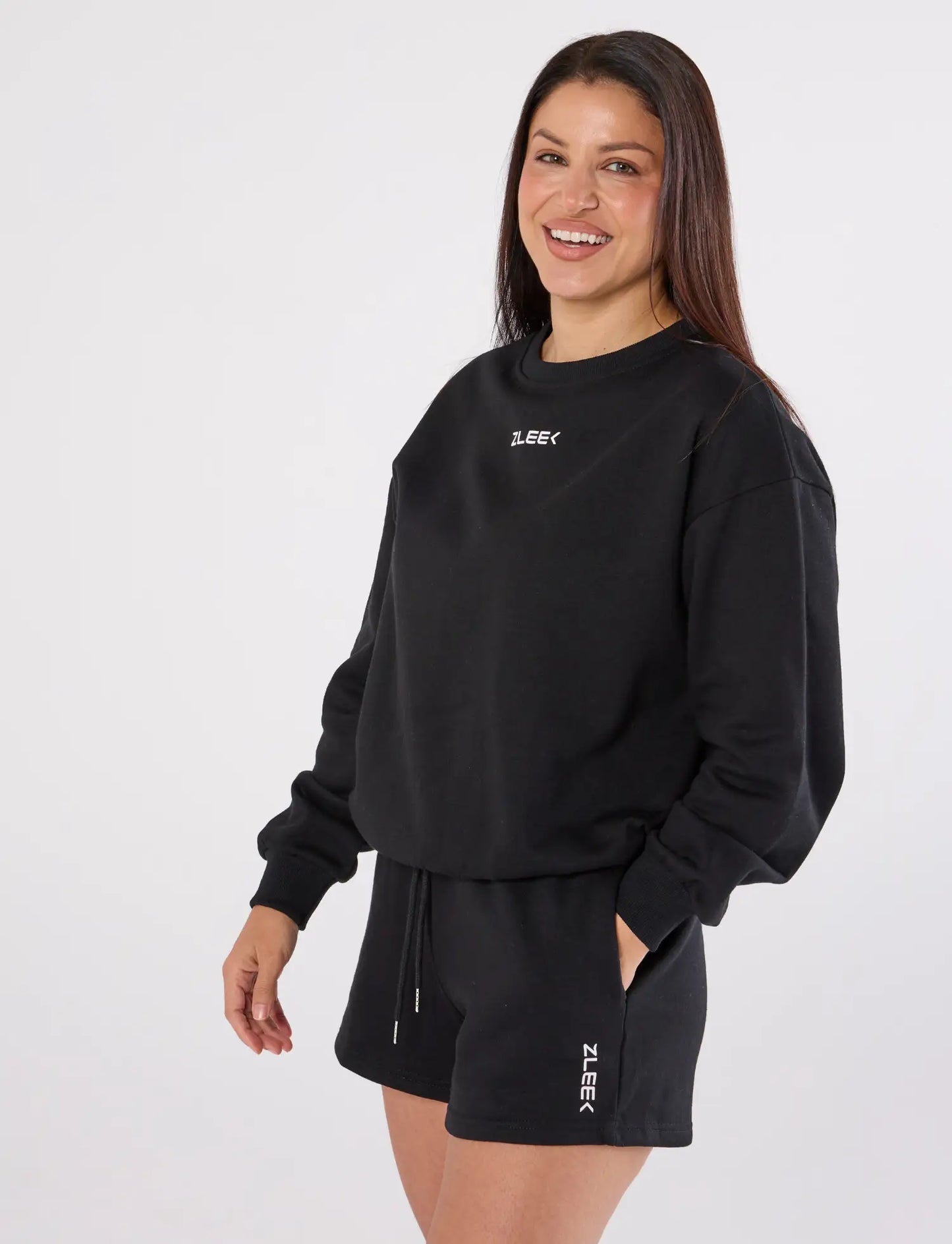 zleek cozychic sweat set black