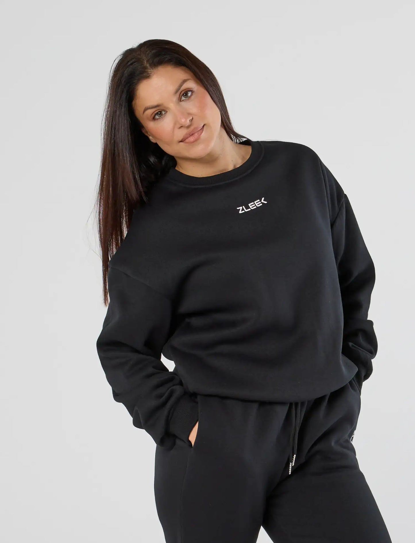 zleek cozychic sweat shirt black