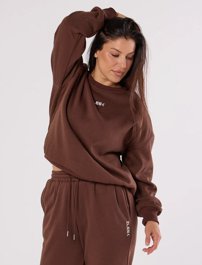 zleek cozychic sweat shirt dark brown