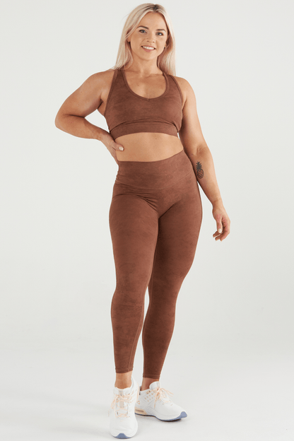 zleek camo comfy yoga set chocolate